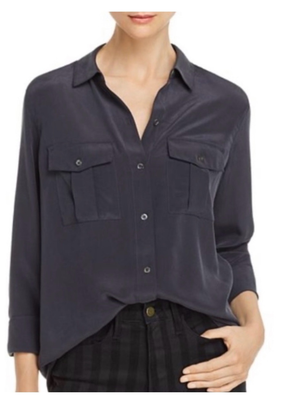 EUC Rails Rhett Gray 100% Silk Button-Front Shirt - Size S